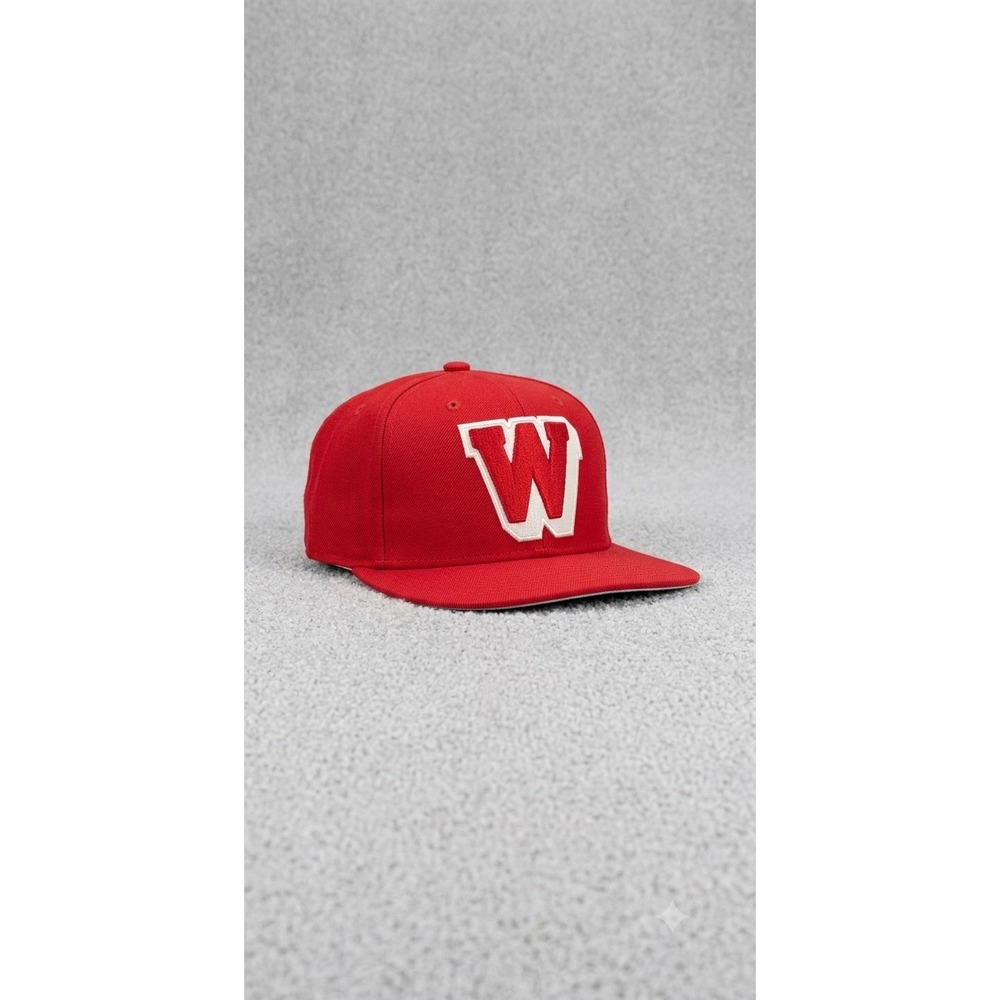 Vintage Adidas Wisconsin Badgers Snapback Hat Cap Red Green Brim 90s NCAA
